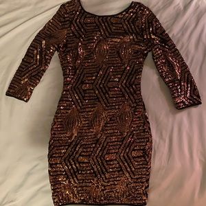 Black and gold sequined dress